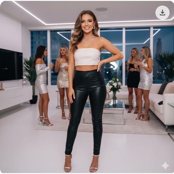 Good American Faux Leather Bandeau Top Womens Small (1) Bone Strapless GLBT070 - Picture 10 of 10